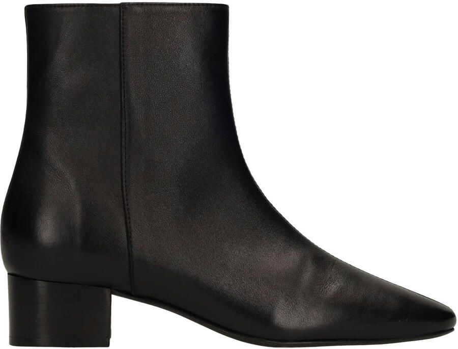 Manfield Dames Zwarte leren enkellaarsjes met hak
