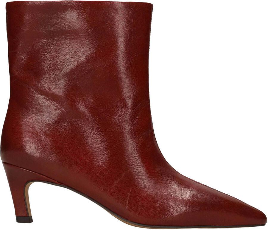 Manfield Dames Rode leren enkellaarsjes met hak