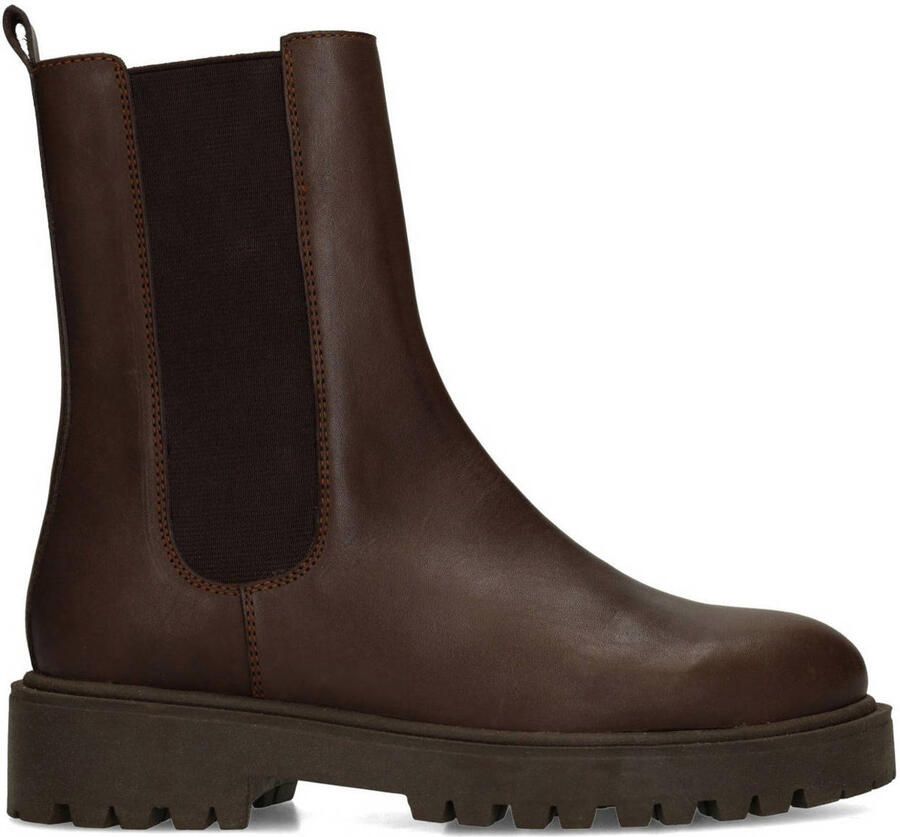 Manfield Dames Bruine leren chelsea boots