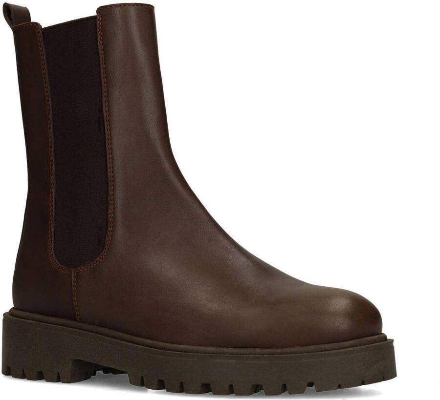 Manfield Dames Bruine leren chelsea boots