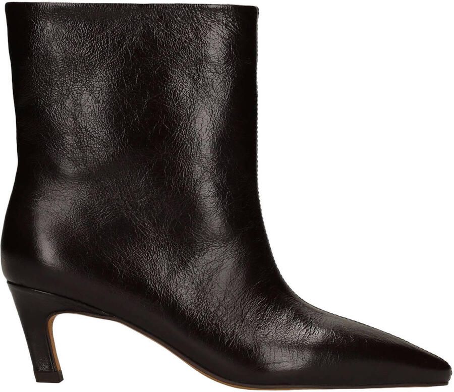 Manfield Dames Bruine leren enkellaarsjes met hak