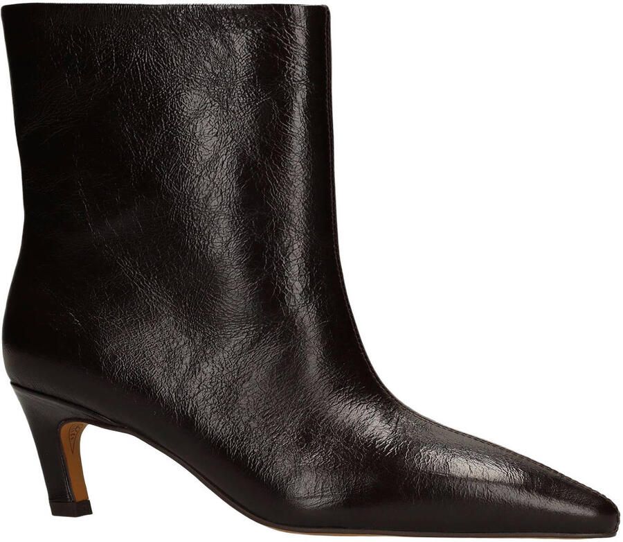 Manfield Dames Bruine leren enkellaarsjes met hak