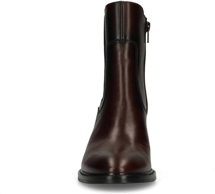 Manfield Dames Donkerbruine leren enkellaarsjes met hak - Foto 3