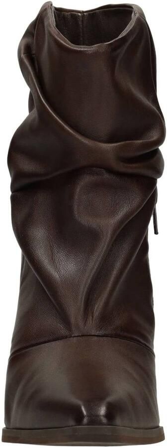 Manfield Dames Donkerbruine leren slouchy enkellaarsjes - Foto 3