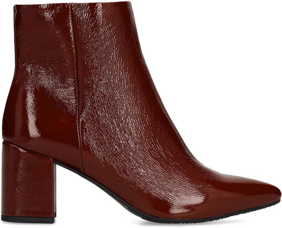 Manfield Dames Burgundy lakleren enkellaarsjes met hak