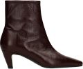 Manfield Dames Burgundy leren enkellaarsjes met hak - Rood