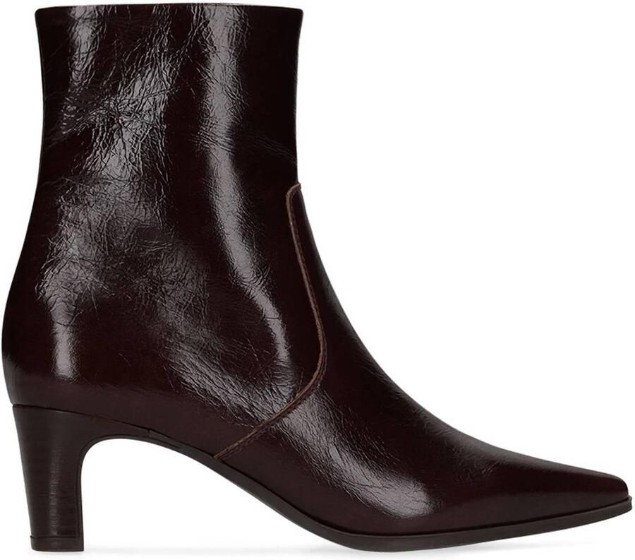 Manfield Dames Zwarte leren enkellaarsjes met hak