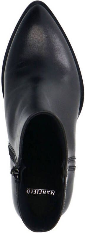 Manfield Dames Zwarte leren enkellaarsjes met hak - Foto 2