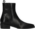 Manfield Dames Zwarte leren enkellaarsjes - Zwart