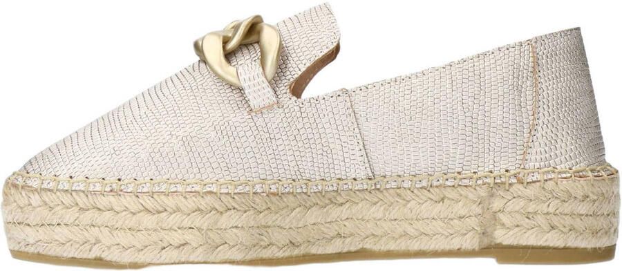 Manfield Dames Goudkleurige leren espadrilles met gouden chain - Foto 3