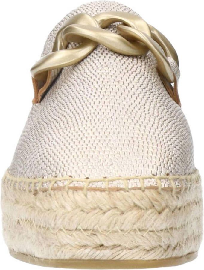 Manfield Dames Goudkleurige leren espadrilles met gouden chain - Foto 2