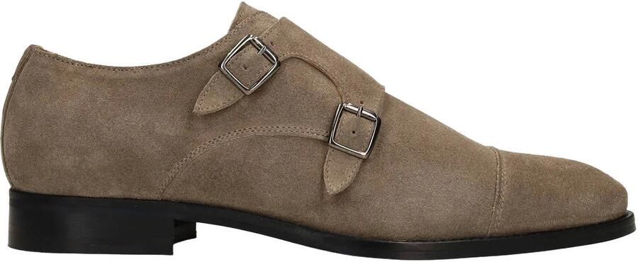 Manfield Heren Beige suède gespschoenen