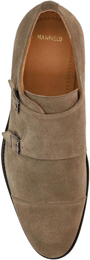 Manfield Heren Beige suède gespschoenen - Foto 3