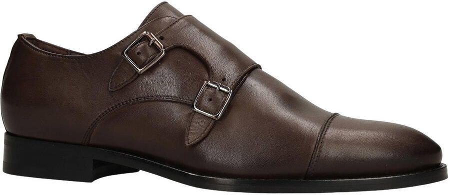 Manfield Heren Donkerbruine leren gespschoenen - Foto 3