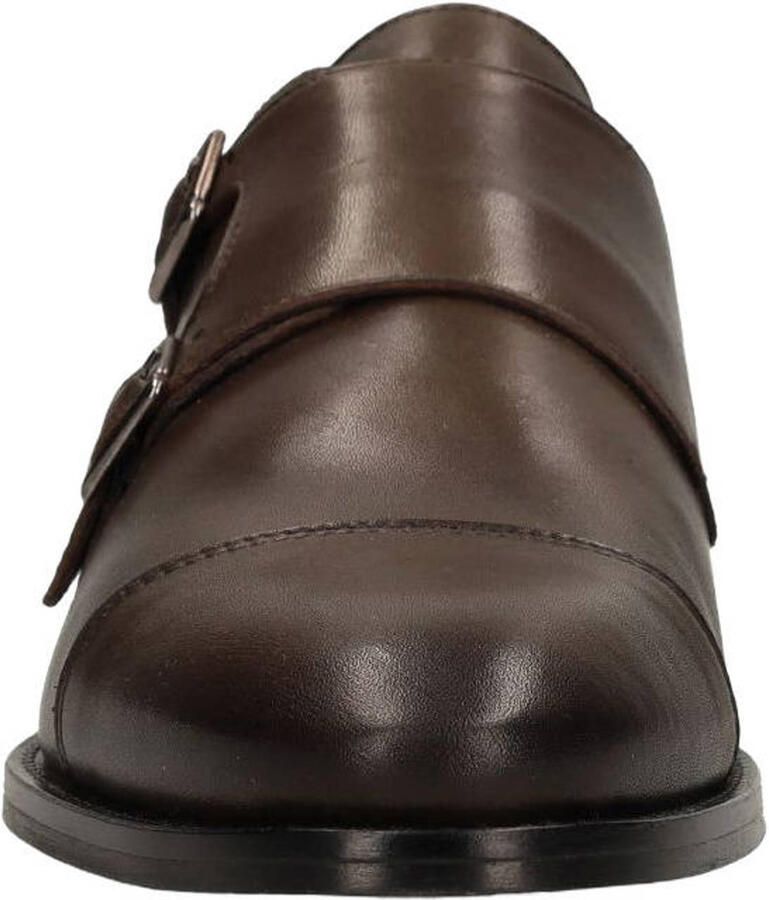 Manfield Heren Donkerbruine leren gespschoenen - Foto 2