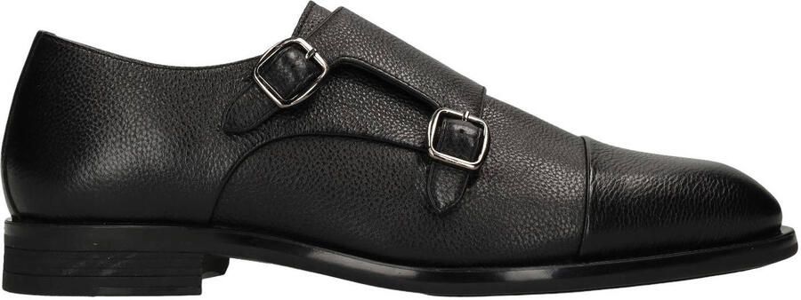 Manfield Heren Zwarte leren gespschoenen