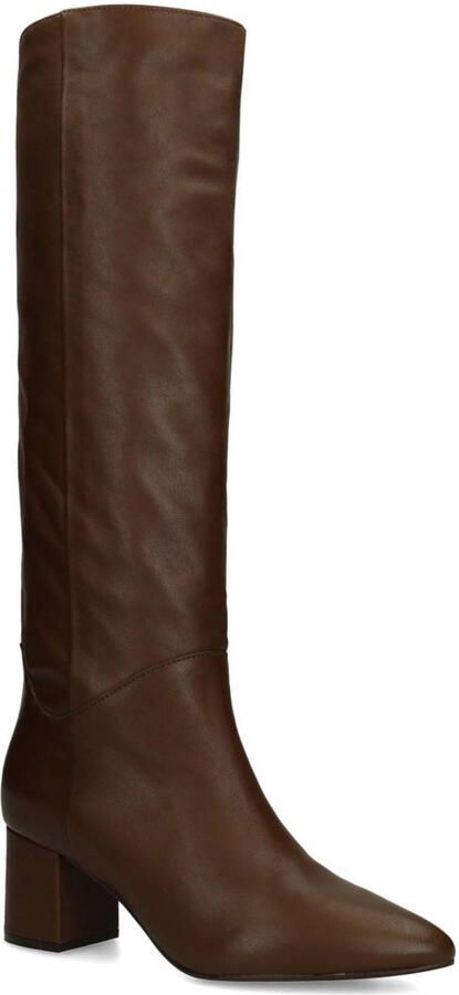 Manfield Dames Bruine leren hoge laarzen met hak - Foto 2