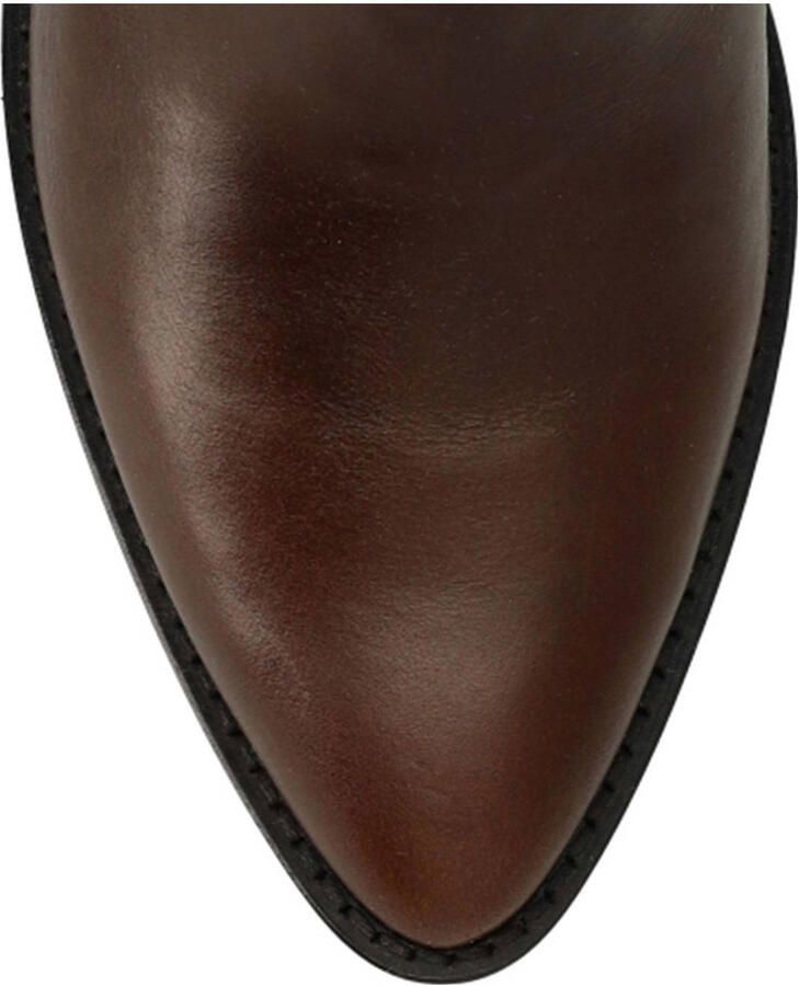 Manfield Dames Donkerbruine leren hoge laarzen