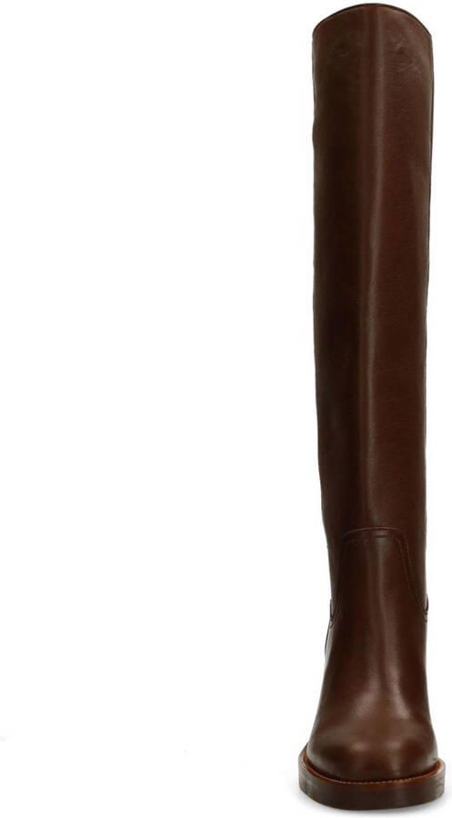 Manfield Dames Donkerbruine leren hoge laarzen met hak - Foto 3