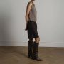 Manfield Dames Bruine snake print hoge leren laarzen met hak - Thumbnail 1