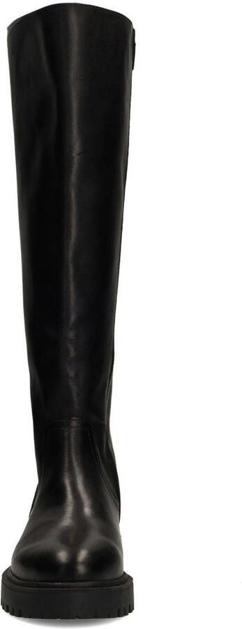 Manfield Dames Zwarte leren hoge laarzen met brede schacht - Foto 3