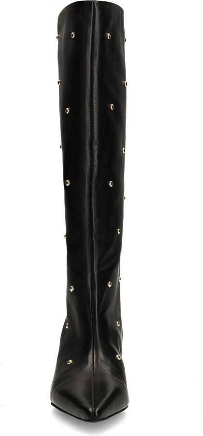 Manfield Dames Zwarte leren hoge laarzen met studs - Foto 3