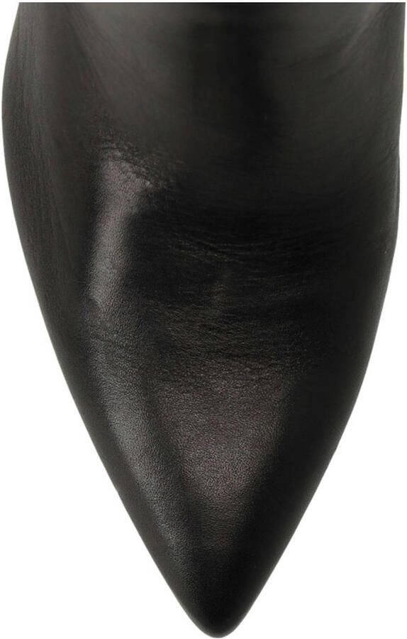 Manfield Dames Zwarte hoge leren laarzen met hak