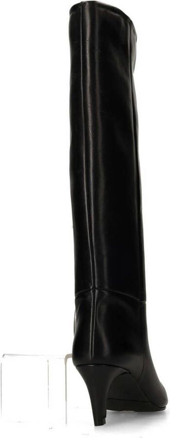 Manfield Dames Zwarte hoge leren laarzen met hak - Foto 3