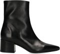 Manfield Dames Zwarte leren enkellaarsjes met hak - Zwart