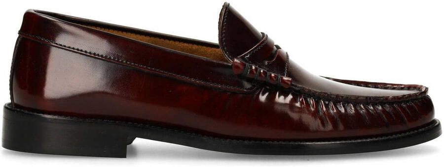 Manfield Dames Burgundy leren loafers