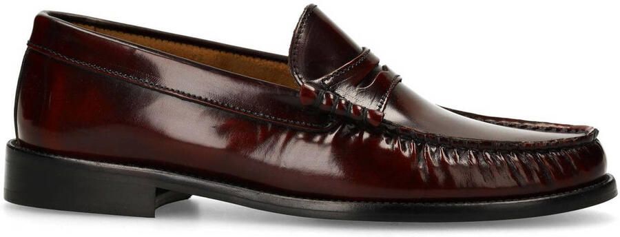 Manfield Dames Burgundy leren loafers