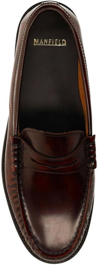 Manfield Dames Burgundy leren loafers - Foto 3