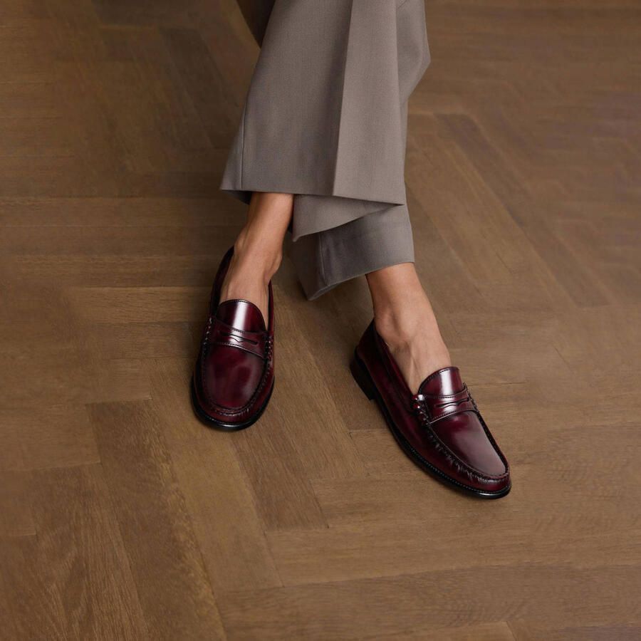 Manfield Dames Burgundy leren loafers - Foto 2