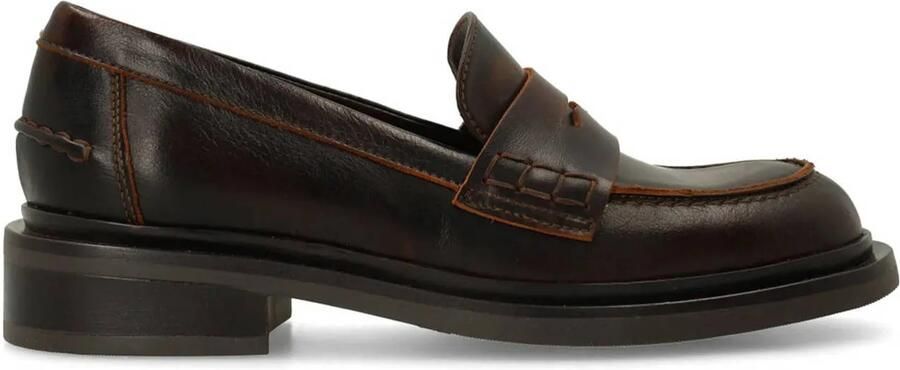 Manfield Dames Bruine leren loafers