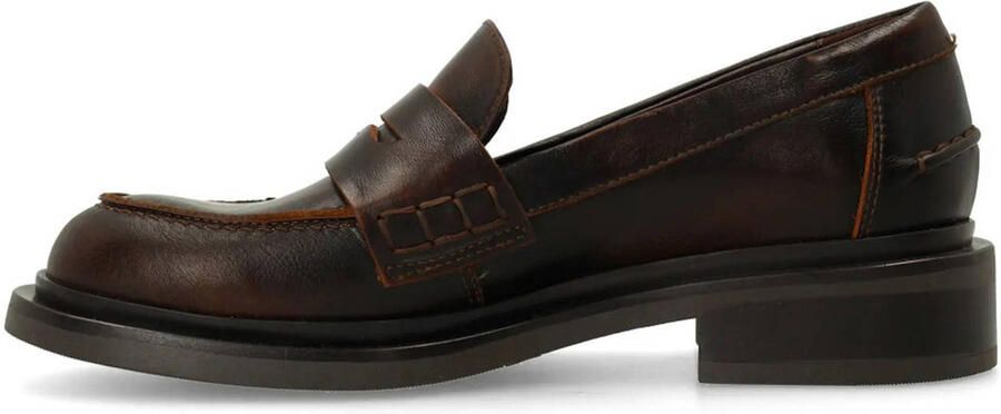 Manfield Dames Bruine leren loafers