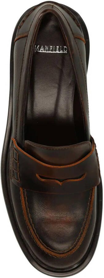 Manfield Dames Bruine leren loafers - Foto 3