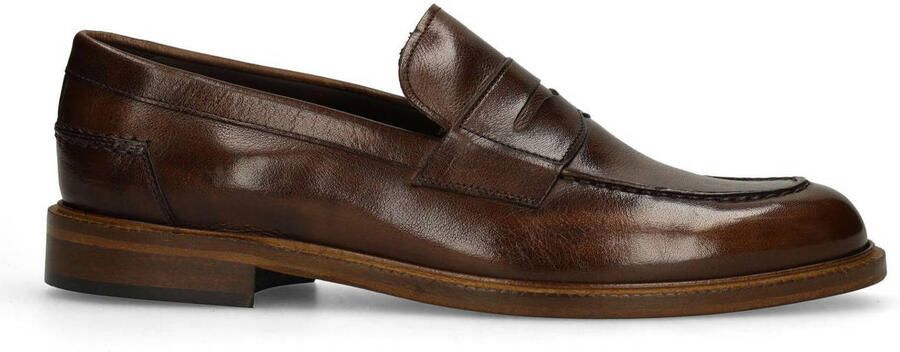Black Label Heren Bruine leren Loafers