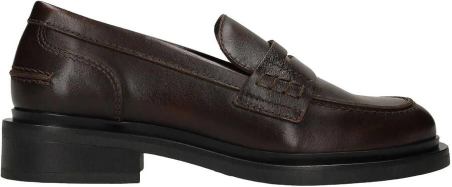 Manfield Dames Bruine leren loafers