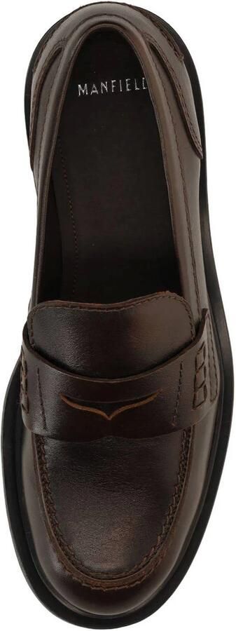 Manfield Dames Bruine leren loafers - Foto 3