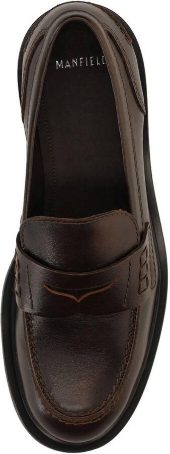 Manfield Dames Bruine leren loafers - Foto 2