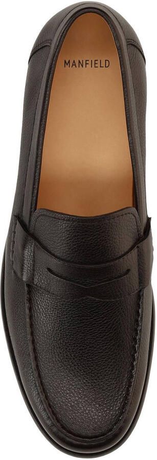 Manfield Heren Donkerbruine leren loafers - Foto 3