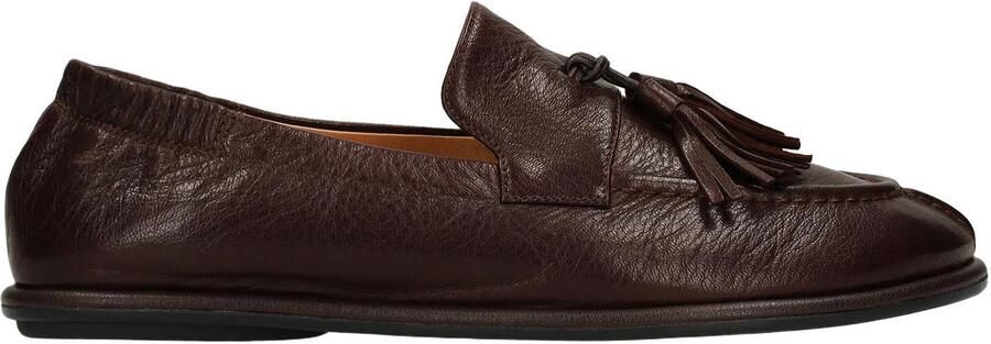Manfield Dames Donkerbruine leren loafers met kwastjes