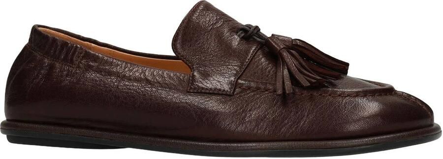 Manfield Dames Donkerbruine leren loafers met kwastjes - Foto 3