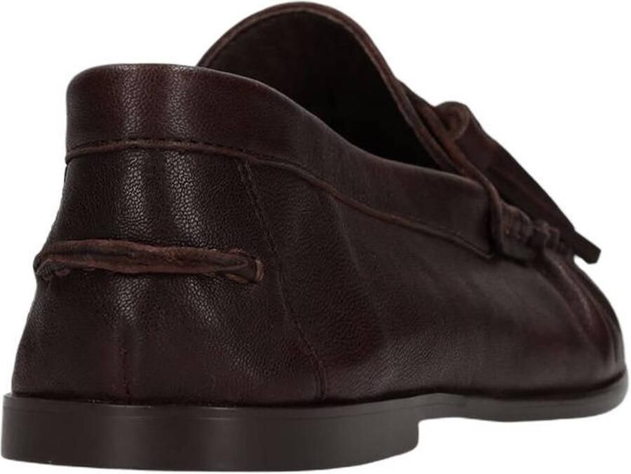 Manfield Dames Donkerbruine leren loafers met kwastjes - Foto 2