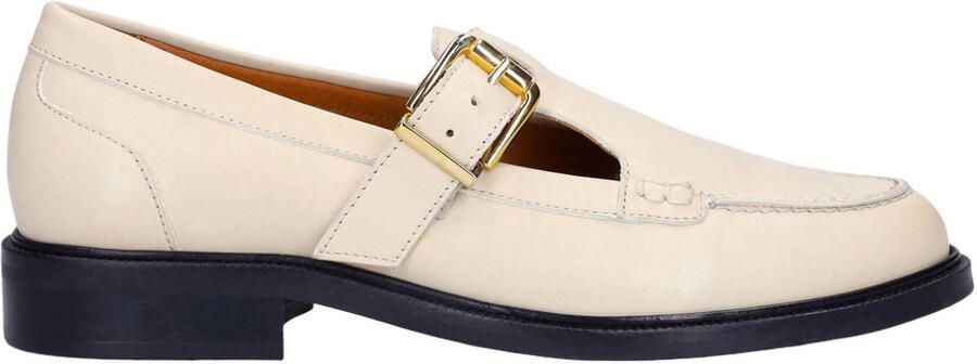 Manfield Dames Witte leren loafers