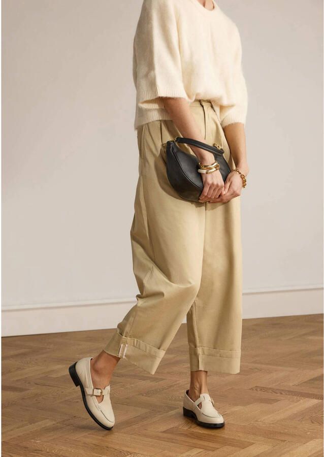 Manfield Dames Witte leren loafers - Foto 2