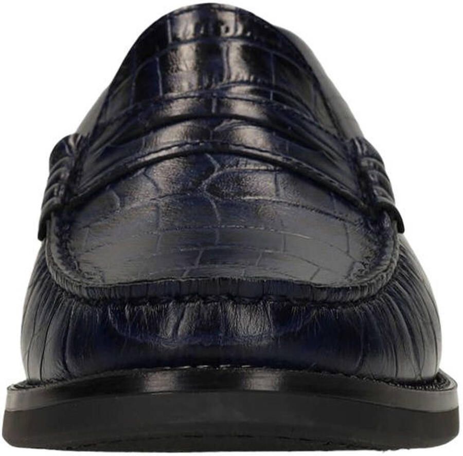 Manfield Dames Donkerblauwe leren croco loafers - Foto 2