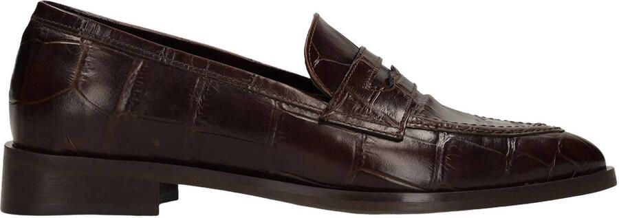 Manfield leren loafers met dierenprint bruin