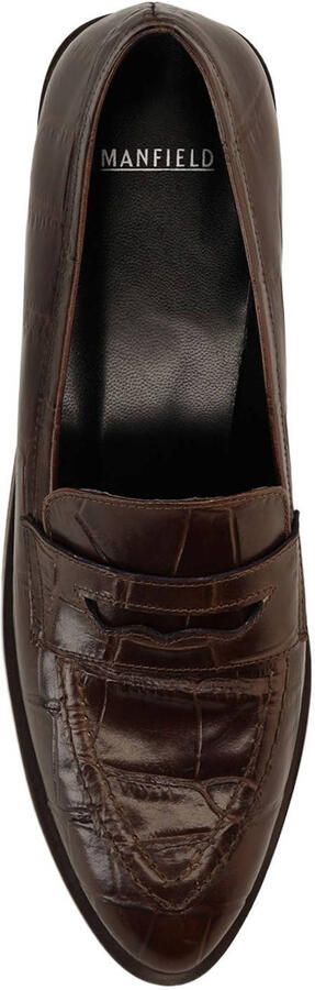 Manfield leren loafers met dierenprint bruin - Foto 3