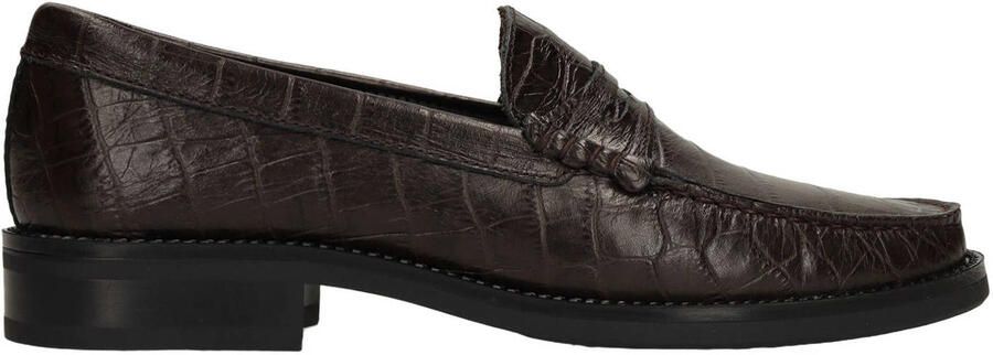 Manfield leren loafers met dierenprint grijs